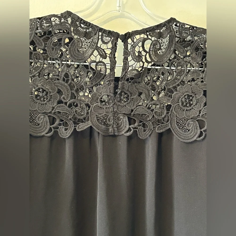 J.Crew Black Lace Long Sleeve Blouse XXS – Elegant Sheer Yoke Holiday Party Top